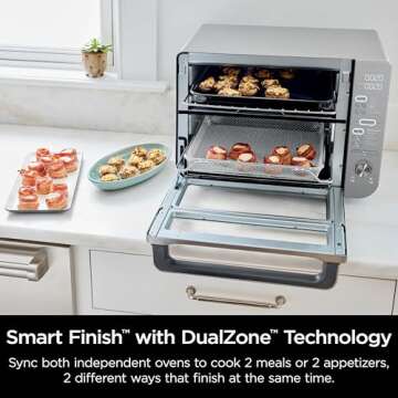 Ninja Countertop Oven Double Stack XL & Air Fryer with Pro Cook System, 12-in-1, Flexdoor, FlavorSeal, SMART FINISH with DualZone Technology, Air Fryer, Bake, Broil, Reheat, Stainless Steel, DCT651 (Renewed)
