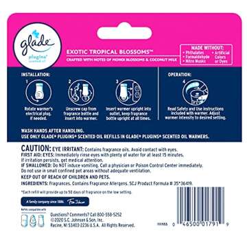 Glade PlugIns Refills Air Freshener, Scented and Essential Oils for Home and Bathroom, Exotic Tropic...