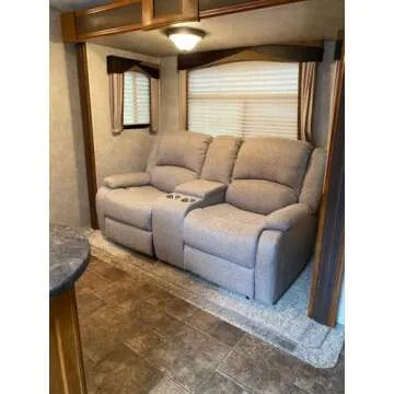RecPro Charles 70" Double Recliner RV Sofa with Console - Stylish Space Saving Couch for RVs