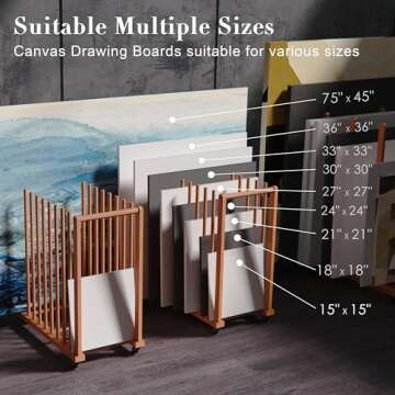UNZERO Art Storage Rack, Art Canvas Storage, Art Drying Rack, Canvas Boards Rack Art Storage with Ha...