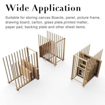 UNZERO Art Storage Rack, Art Canvas Storage, Art Drying Rack, Canvas Boards Rack Art Storage with Handle & Caster Wheels for Drawing Board, Panel, Paper Pad for Art Studios, Artworks, Gallery