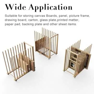 UNZERO Art Storage Rack, Art Canvas Storage, Art Drying Rack, Canvas Boards Rack Art Storage with Handle & Caster Wheels for Drawing Board, Panel, Paper Pad for Art Studios, Artworks, Gallery