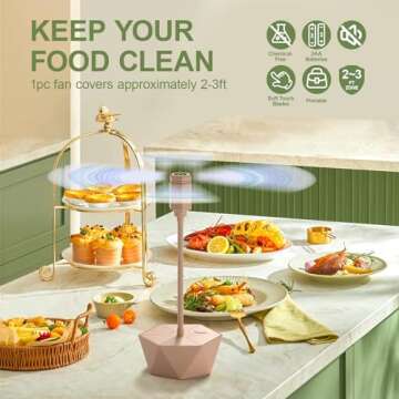 Grete Gotye 2-PC Food Fans for Tables, Outdoor Food Fan, Food Fan with Flexible Goose-Neck Blades, P...