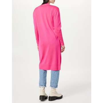 The Drop Women's Daisy Long Cardigan Sweater Rose Pink, XXL, Plus Size