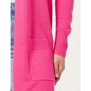 The Drop Women's Daisy Long Cardigan Sweater Rose Pink, XXL, Plus Size