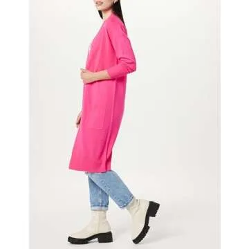 The Drop Women's Daisy Long Cardigan Sweater Rose Pink, XXL, Plus Size