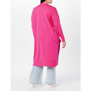 The Drop Women's Daisy Long Cardigan Sweater Rose Pink, XXL, Plus Size