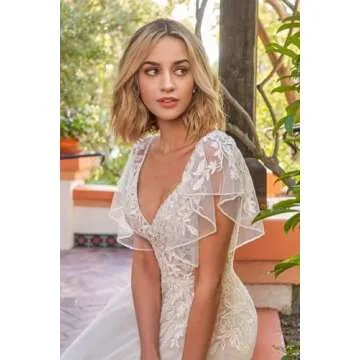 Miao Duo Women's Lace Wedding Dresses 2024 Short Sleeves