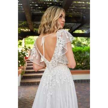 Miao Duo Women's Lace Wedding Dresses 2024 Short Sleeves