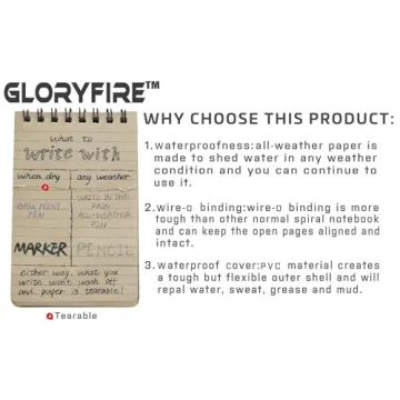 GLORYFIRE Waterproof Notebook for Outdoor Note-Taking