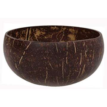 VNCraft Natural Coconut Bowls and Spoons Set of 2 - Polished with Coconut Oil, Durable, Lightweight,...