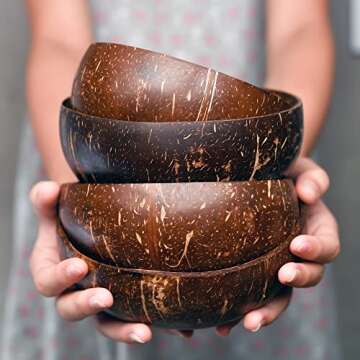 Durable VNCraft Coconut Bowls Set - Eco-Friendly Serving