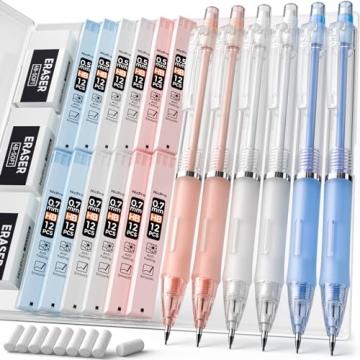 Nicpro 23PCS Pastel Mechanical Pencil 0.5 & 0.7 mm with Case for School, with 12 tubes HB Lead Refil...