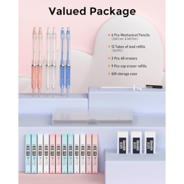 Nicpro 23PCS Pastel Mechanical Pencils with Case & Leads