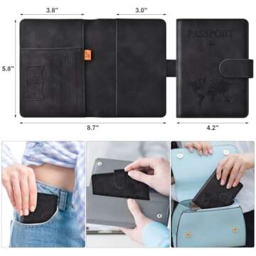 Eoehro Passport Holder for Travel Essentials, Passport Wallet Cover Case for Travel Must Haves Acces...