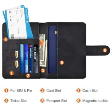 Eoehro Passport Holder for Travel Essentials, Passport Wallet Cover Case for Travel Must Haves Accessories,Passport Book Holders for Women and Men(black)