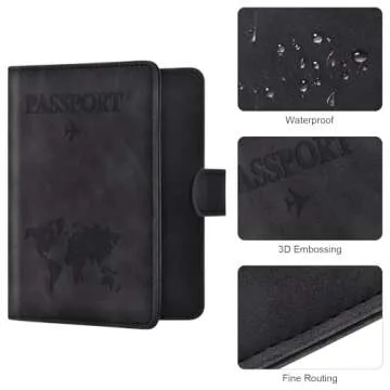 Eoehro Passport Holder for Travel Essentials, Passport Wallet Cover Case for Travel Must Haves Accessories,Passport Book Holders for Women and Men(black)