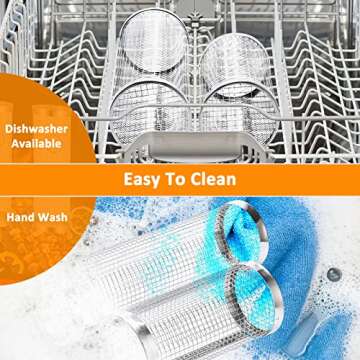 YMXHK Stainless Steel Grill Basket, 2 PCS, Rectangular, BBQ Grill Accessories, Portable, Dishwasher Safe, Oven Safe, for Fish, Shrimp, Meat, Vegetables, Fries