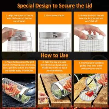 YMXHK Stainless Steel Grill Basket, 2 PCS, Rectangular, BBQ Grill Accessories, Portable, Dishwasher Safe, Oven Safe, for Fish, Shrimp, Meat, Vegetables, Fries