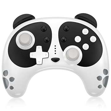 STOGA Wireless Controller for Switch, Panda Switch Pro Controller with Switch Lite/PC/Switch OLED, Wireless Switch Controller with Turbo/Dual Vibration/NFC Wake-Up, Kawaii Accessories-Black