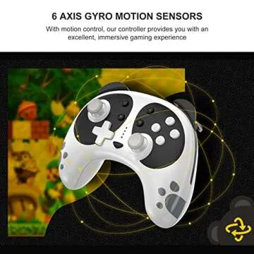STOGA Wireless Controller for Switch, Panda Switch Pro Controller with Switch Lite/PC/Switch OLED, Wireless Switch Controller with Turbo/Dual Vibration/NFC Wake-Up, Kawaii Accessories-Black