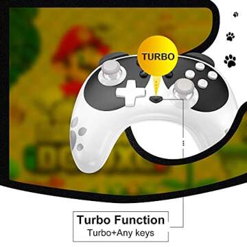 STOGA Wireless Controller for Switch, Panda Switch Pro Controller with Switch Lite/PC/Switch OLED, Wireless Switch Controller with Turbo/Dual Vibration/NFC Wake-Up, Kawaii Accessories-Black