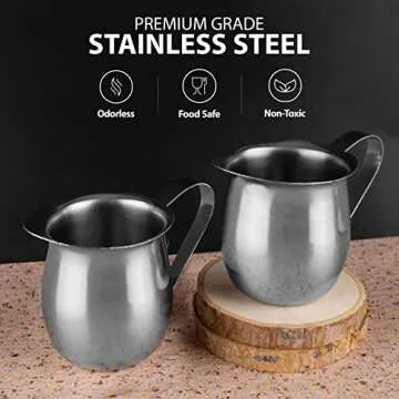 EHOMEA2Z 8 oz Stainless Steel Creamer Pitcher for Baristas