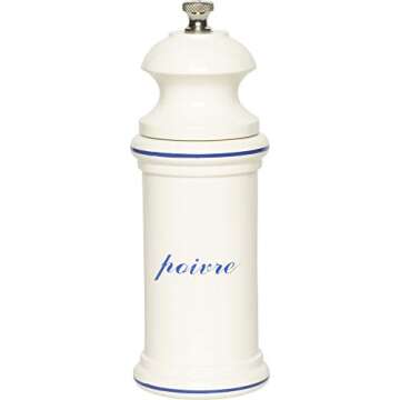 Fletchers' Mill Provencal Pepper Mill, White with Blue "Poivre" - 6 inch