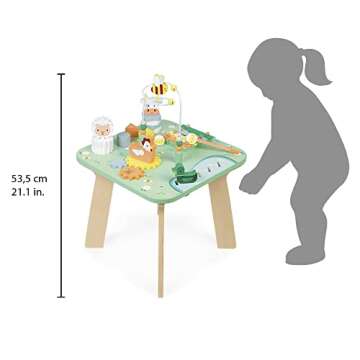 Janod Wooden Pretty Meadow Activity Table - 21.1" Tall - Ages 12 Months+ - J05327