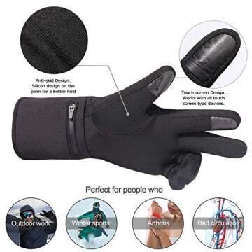 Heated Glove Liners for Men Women,Rechargeable Electric Battery Heating Riding Ski Snowboarding Hiking Cycling Hunting Thin Gloves Hand Warmer