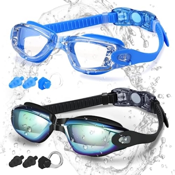 COOLOO Swim Goggles 2 Pack - Anti Fog, UV Protection for All Ages
