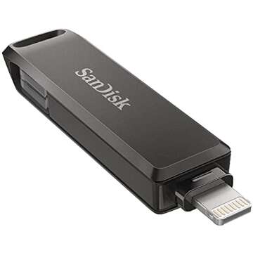 SanDisk 256GB iXpand Flash Drive Luxe for iPhone, iPad, USB Type-C Devices - USB 3.1 for Lightning & Type C Android Ports (NOT Type-A) SDIX70N-256G-GN6NE Bundle with 1 Everything But Stromboli Lanyard