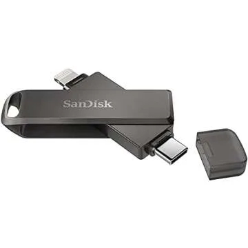 SanDisk 256GB iXpand Flash Drive Luxe for iPhone, iPad, USB Type-C Devices - USB 3.1 for Lightning & Type C Android Ports (NOT Type-A) SDIX70N-256G-GN6NE Bundle with 1 Everything But Stromboli Lanyard