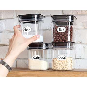 CHUBBIEE Removable Waterproof Food Labels, Write-on Kitchen Labels for POP Food Storage Containers, Jars and Home Organization, Pantry & Spice Sticker, Pack of 64