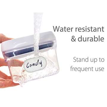 CHUBBIEE Removable Waterproof Food Labels, Write-on Kitchen Labels for POP Food Storage Containers, Jars and Home Organization, Pantry & Spice Sticker, Pack of 64