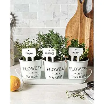 Plant Labels, Ceramic Garden Markers, Herbs Succulent Name Tags, Supplies for Seeding Pot Potted Plants Raised Bed, Indoor & Outdoor, Reusable Waterproof - Set of 12, White
