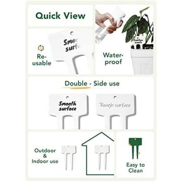 Plant Labels, Ceramic Garden Markers, Herbs Succulent Name Tags, Supplies for Seeding Pot Potted Plants Raised Bed, Indoor & Outdoor, Reusable Waterproof - Set of 12, White