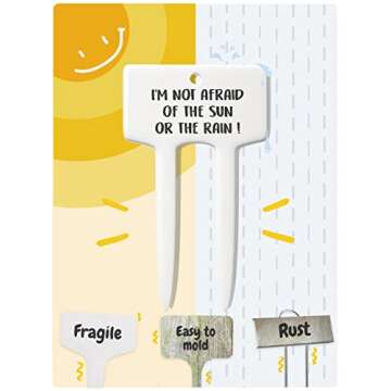 Plant Labels, Ceramic Garden Markers, Herbs Succulent Name Tags, Supplies for Seeding Pot Potted Plants Raised Bed, Indoor & Outdoor, Reusable Waterproof - Set of 12, White