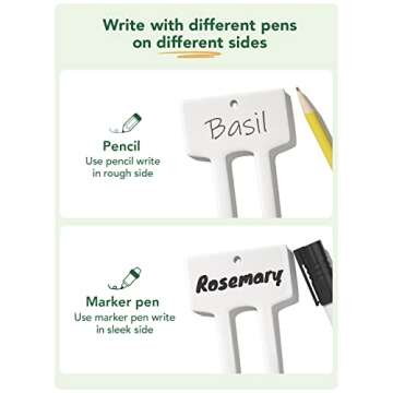 Plant Labels, Ceramic Garden Markers, Herbs Succulent Name Tags, Supplies for Seeding Pot Potted Plants Raised Bed, Indoor & Outdoor, Reusable Waterproof - Set of 12, White