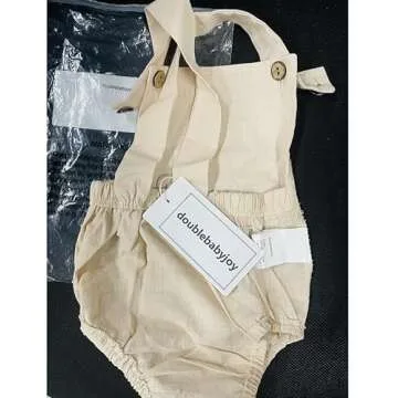 doublebabyjoy Newborn Baby 1 Piece Summer Romper Baby Girl Boy Solid Color Romper Sleeveless Backless Jumpsuit Overalls Outfits (Khaki,12-18 Months)
