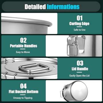 6L/1.31gal Stainless Steel Airtight Canister, Food Storage Canisters with Airtight Lid&Locking Clamp, Rice Cereal Grain Canisters Container, Storager Bucket for Flour, Coffee Bean, Sugar, Cookie, Milk