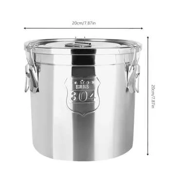 6L/1.31gal Stainless Steel Airtight Canister, Food Storage Canisters with Airtight Lid&Locking Clamp, Rice Cereal Grain Canisters Container, Storager Bucket for Flour, Coffee Bean, Sugar, Cookie, Milk