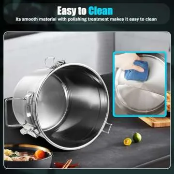 6L/1.31gal Stainless Steel Airtight Canister, Food Storage Canisters with Airtight Lid&Locking Clamp, Rice Cereal Grain Canisters Container, Storager Bucket for Flour, Coffee Bean, Sugar, Cookie, Milk