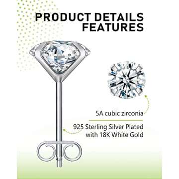 COMOSO 18K Gold Plated S925 Silver Earrings Set - 7 Pairs