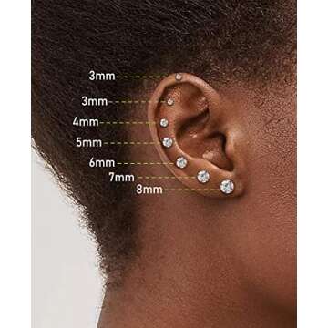 COMOSO 18K Gold Plated S925 Silver Earrings Set - 7 Pairs