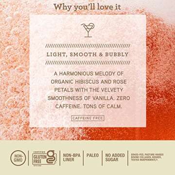 SKINTE Collagen Sparkling Tea Organic Hibiscus Tea with Vanilla | 12 oz (Pack of 12) | Antioxidants and Vitamin C | 3000mg Collagen | Benefits Skin and Mood | Caffeine Free | Zero Added Sugar