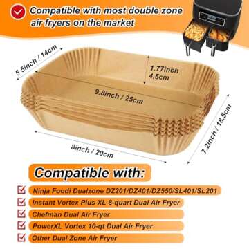 BYKITCHEN Air Fryer Liners 100PCS for Ninja Dual Airfryers