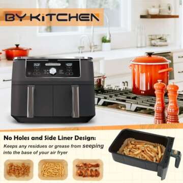 BYKITCHEN Air Fryer Liners 100PCS for Ninja Dual Airfryers