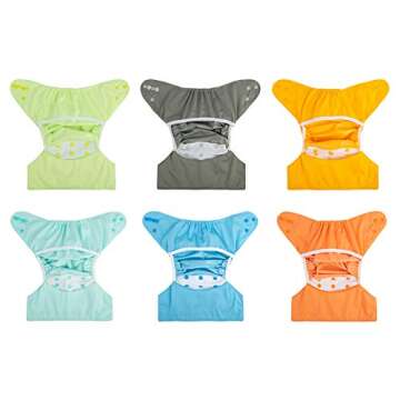 Babygoal Cloth Diaper Covers 6 Pack with Wet Bag for Fitted Diapers and Prefolds with Double Gussets...