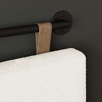 Nathan James Charlie Wall Mount Hanging Upholstered Headboard, Queen, White Boucle with Brown Faux Leather Straps